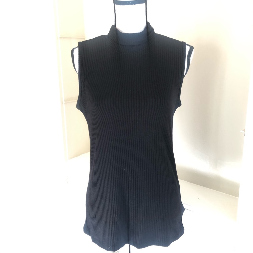 Christian Siriano Black Sleeveless Turtleneck